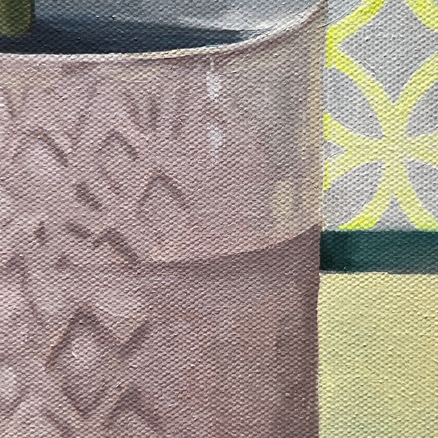 “Plant No.2 oil painting – nature-inspired botanical wall art in green and yellow”