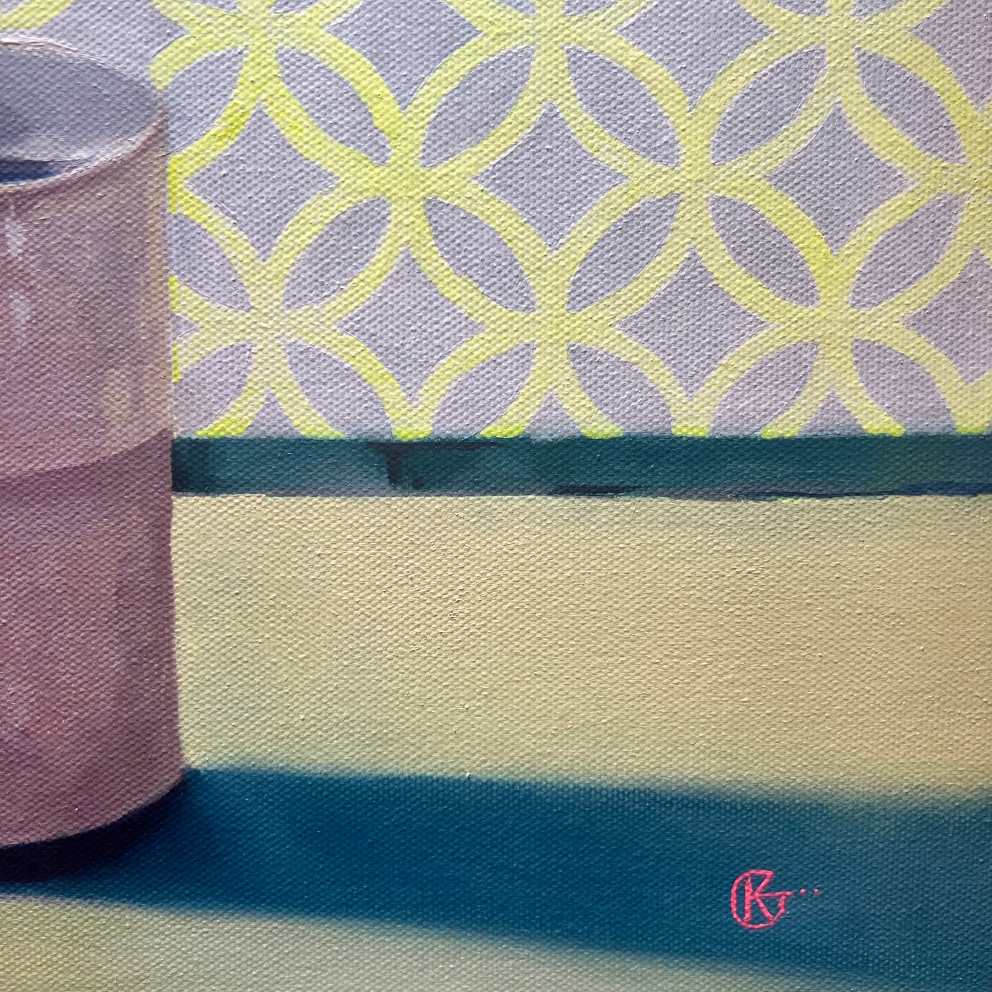 “Plant No.2 oil painting – nature-inspired botanical wall art in green and yellow”